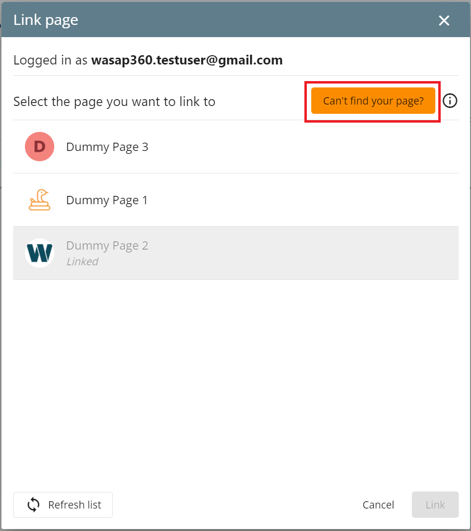 Can't find your page button