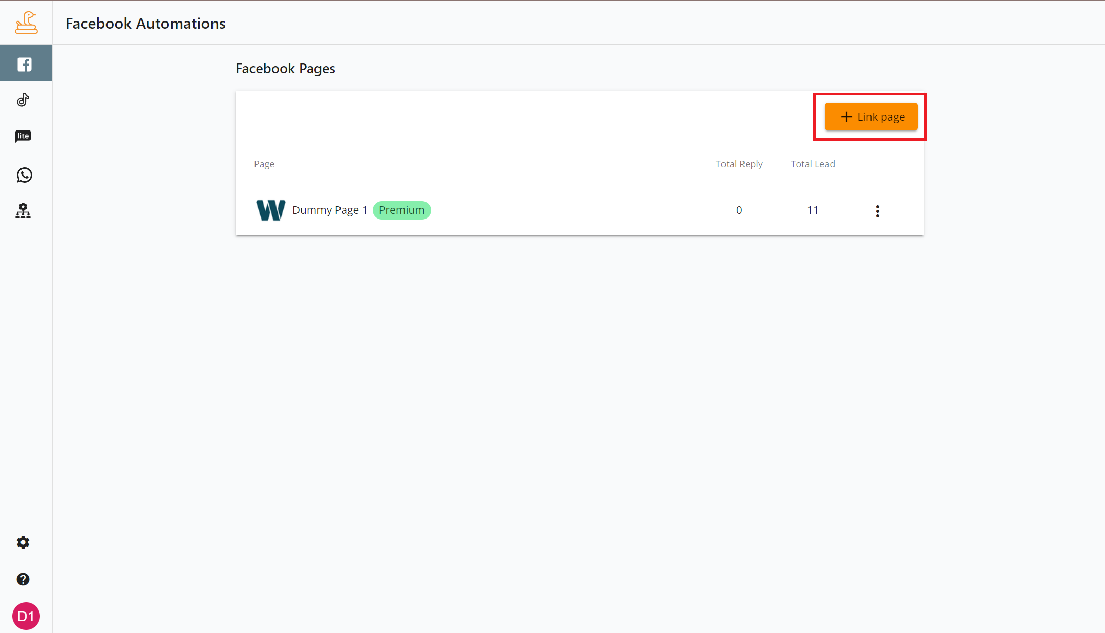 Link page button