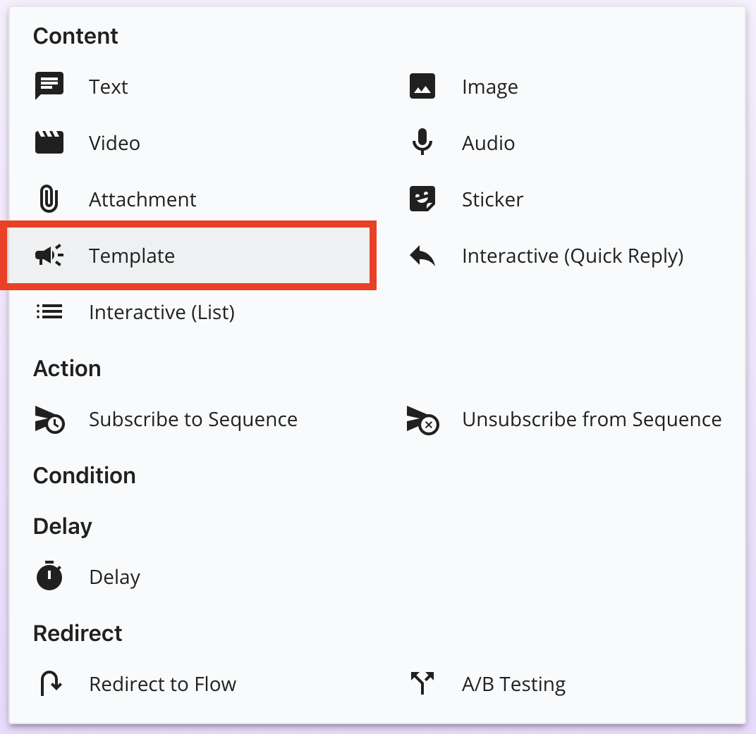 Select Template card in Flow