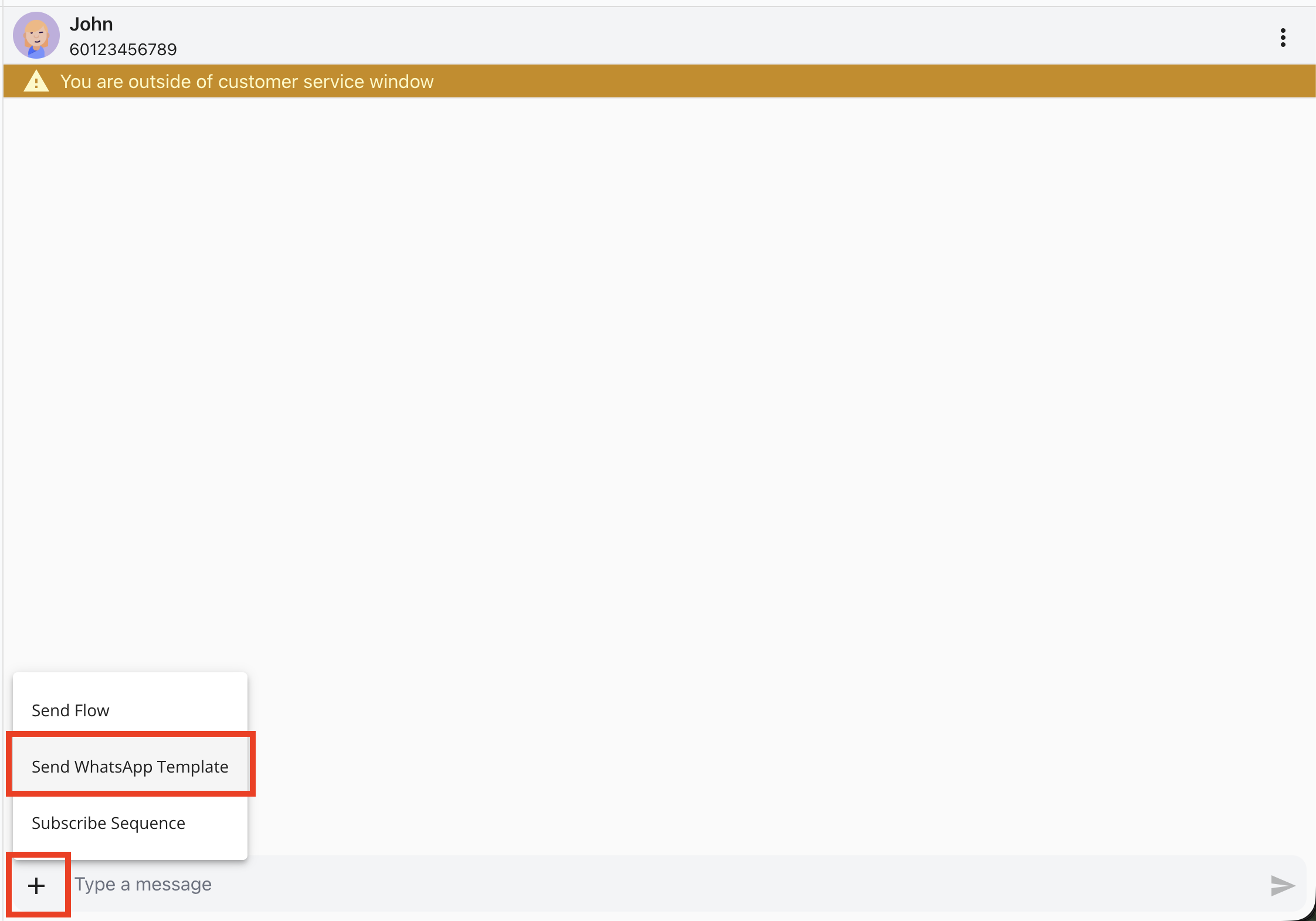 Send WhatsApp Template through Inbox