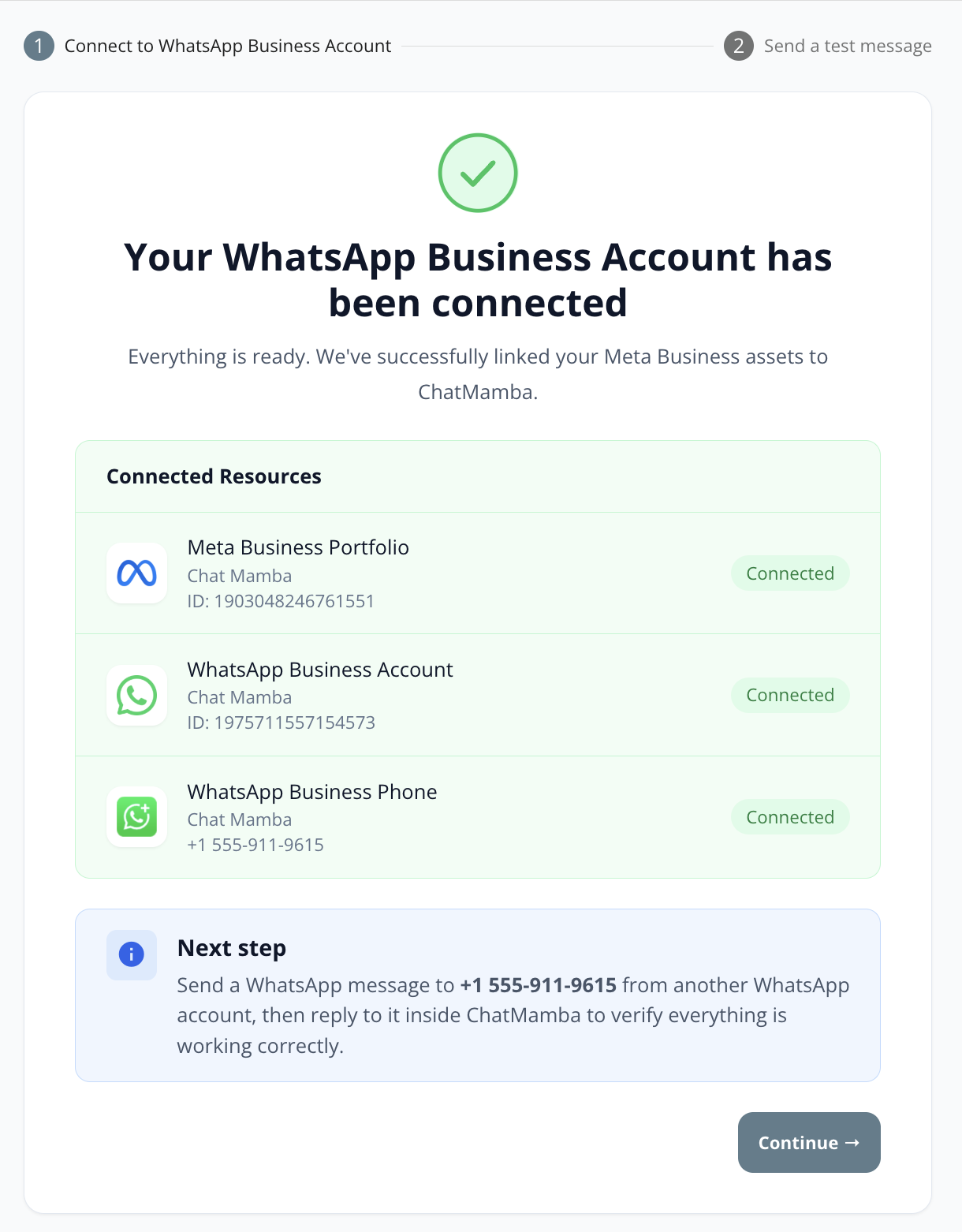 Connected to WHatsApp success