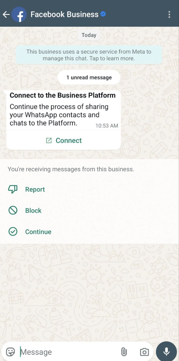 WA Message from Facebook