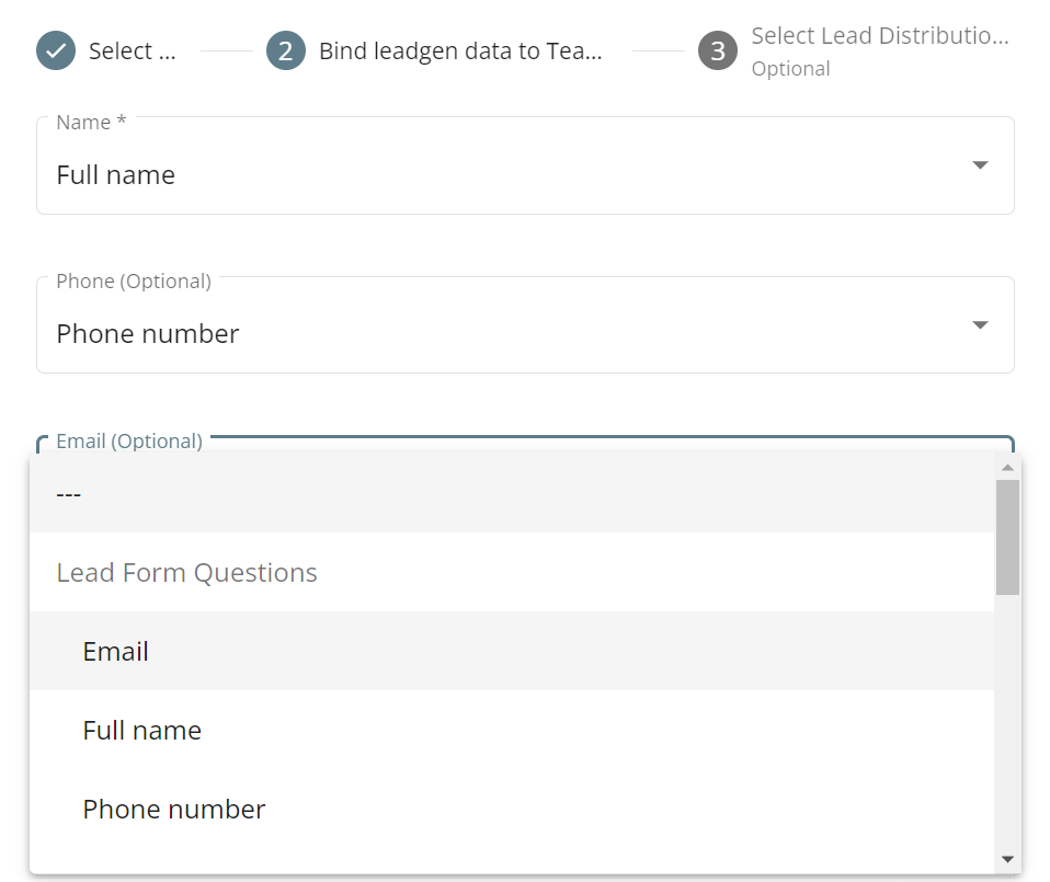 Binding leadgen form data to CRM column